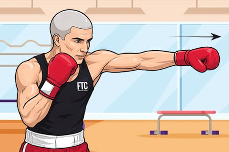 Illustration of boxer training in gym