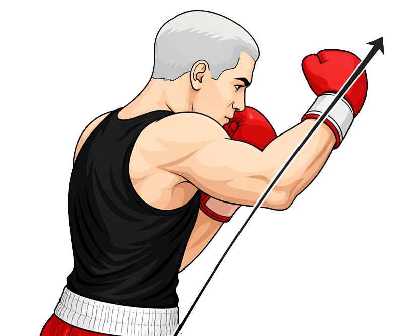 Illustration of the rear uppercut in boxing