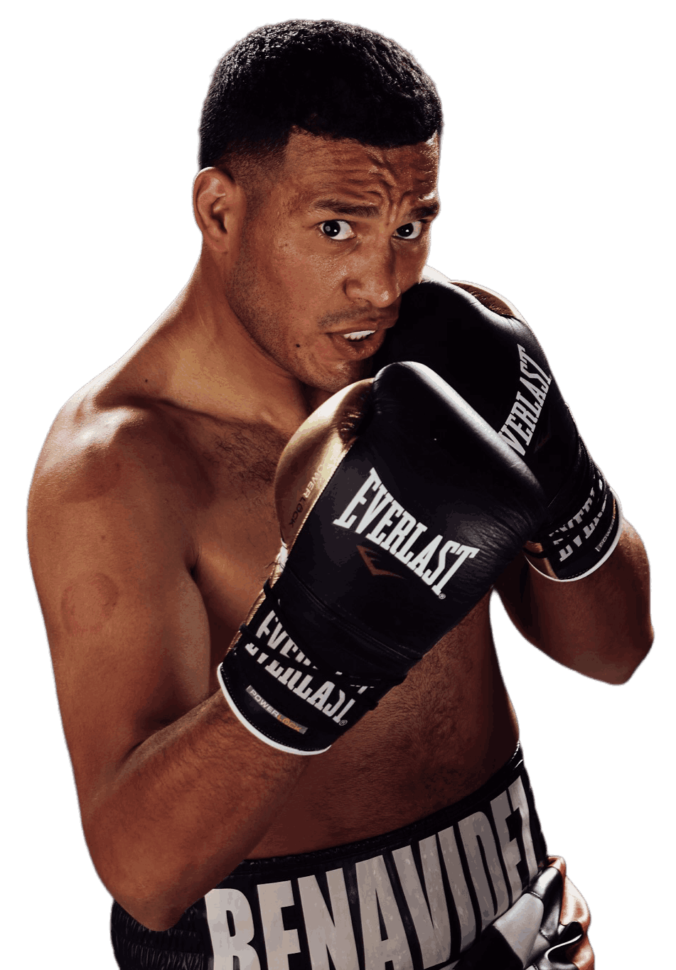 David Benavidez standing in boxing pose for photoshoot