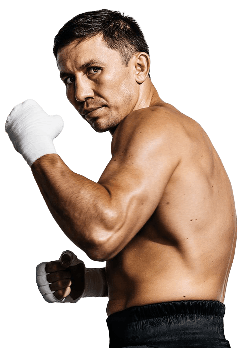 Gennady Golovkin standing in boxing pose for photoshoot