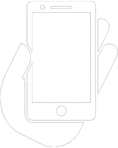 Icon of a hand holding an iPhone