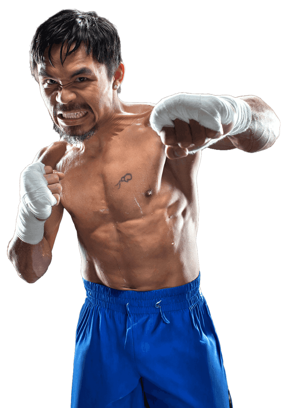 Manny Pacquiao standing in boxing pose for photoshoot
