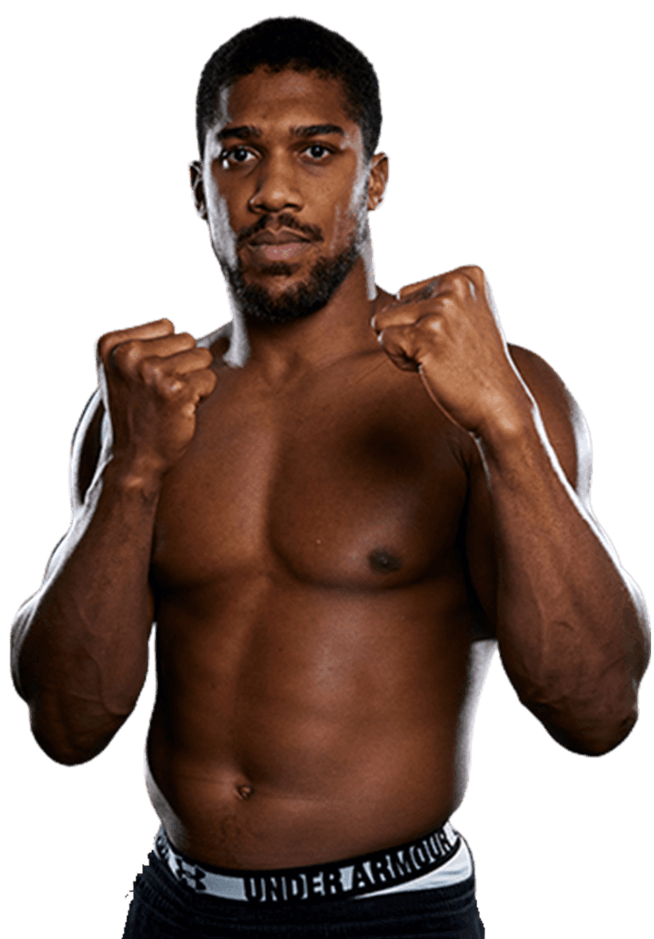 Anthony Joshua standing in boxing pose for photoshoot