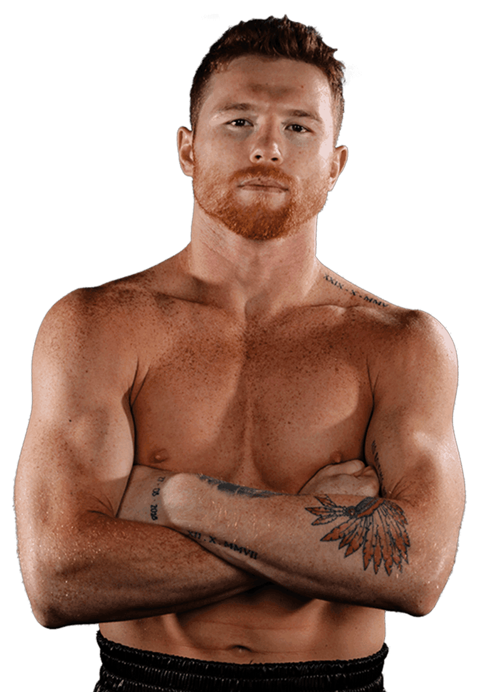 Canelo Alvarez standing in boxing pose for photoshoot