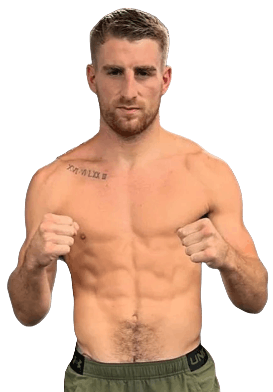 Jonathan Haggerty standing in boxing pose for photoshoot