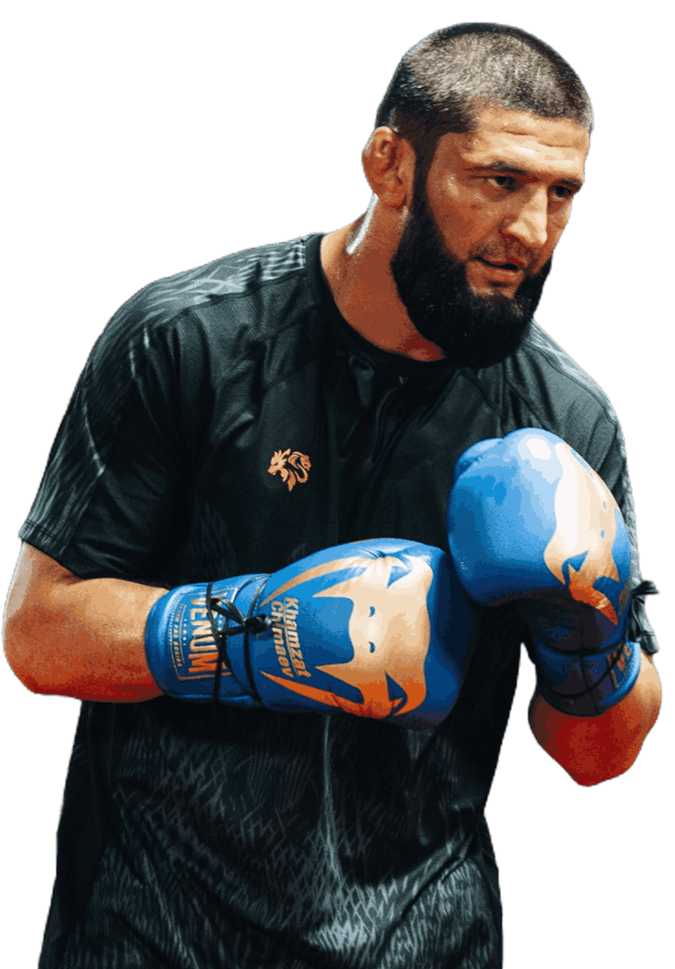 Khamzat Chimaev in a fighting stance during training